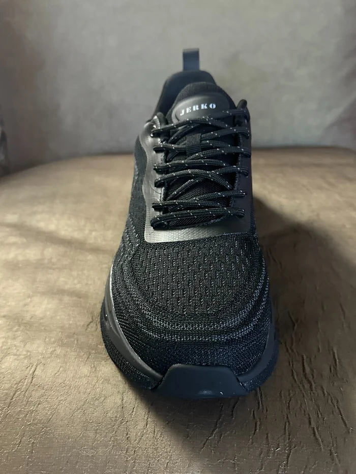 JERKO Men's Running Shoes Black – Air Cushion Athletic Walking Sneakers, Sizes 5-13