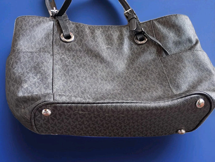Michael Kors Jet Set Black Signature Monogram Canvas Tote Handbag – Women's Purse