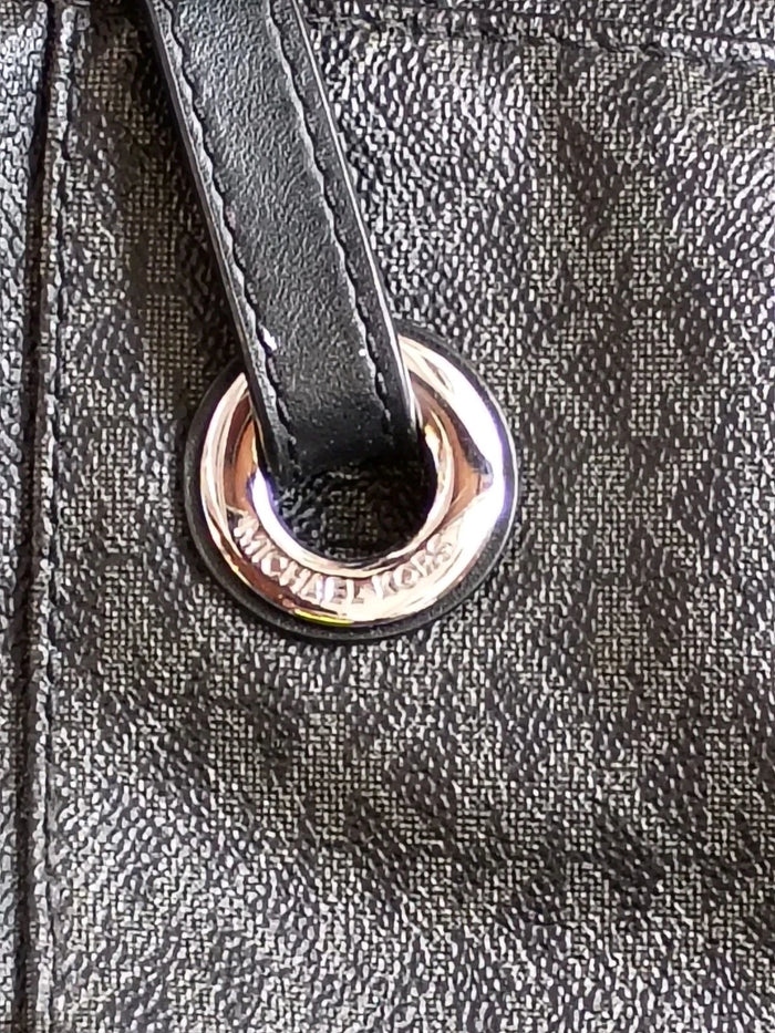 Michael Kors Jet Set Black Signature Monogram Canvas Tote Handbag – Women's Purse