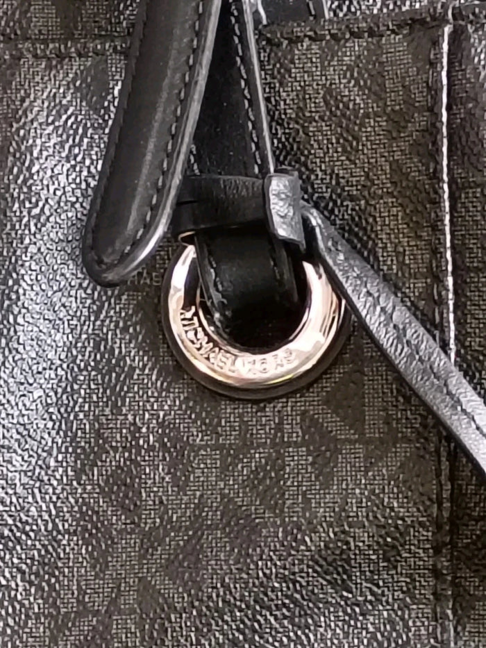 Michael Kors Jet Set Black Signature Monogram Canvas Tote Handbag – Women's Purse