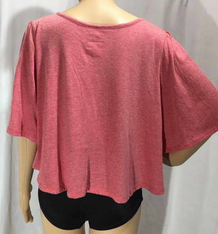 Joe Boxer Short Sleeve Crop Top "Je Suis American" Pink w/Heart, Junior's