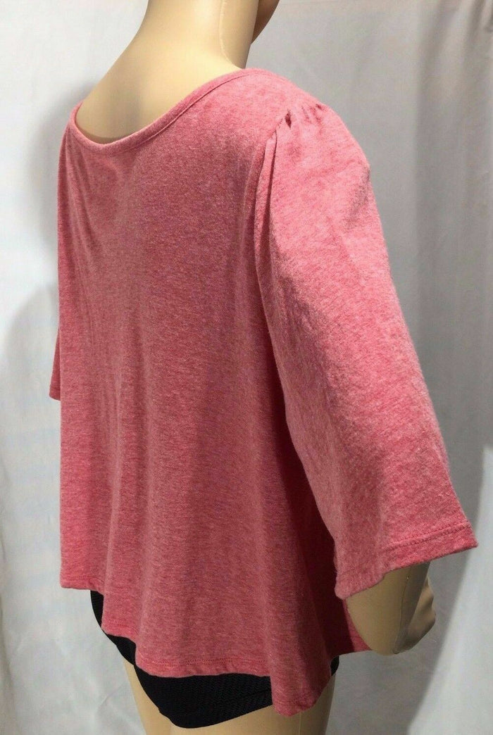 Joe Boxer Short Sleeve Crop Top "Je Suis American" Pink w/Heart, Junior's