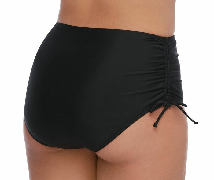 Juniors Plus SO Ruched Side High Waist Bikini Bottom Black