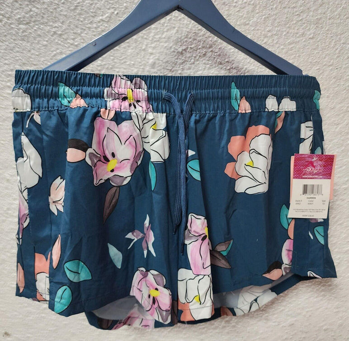 Kanu Surf Womens Darren Stretch UPF 50+ Swim Workout Boardshort, Navy Floral