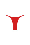 Front view of Kauai Bottom in Chili Pepper showcasing high-cut cheeky coverage with thin side straps on white background