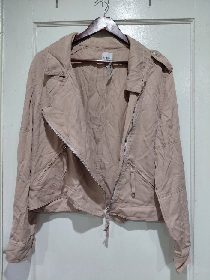 Kensie Jeans Denim Assymetrical Jacket in Pink