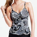 Lands' END Beach Living Black Paisley Adjustable UW Tankini TOP