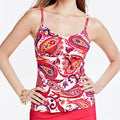 Lands' END Beach Living Deep Pink Paisley Adjustable UW Tankini TOP