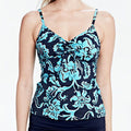 Lands' END Beach Living Deep SEA Hibiscus Adjustable UW Tankini TOP