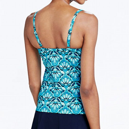 Lands' END Beach Living Deep SEA Shell Shirred UW Tankini TOP