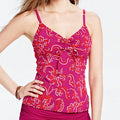 Lands' END Beach Living Pink Hibiscus Adjustable UW Tankini TOP