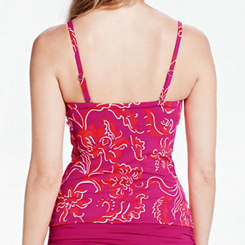 Lands' END Beach Living Pink Hibiscus Adjustable UW Tankini TOP