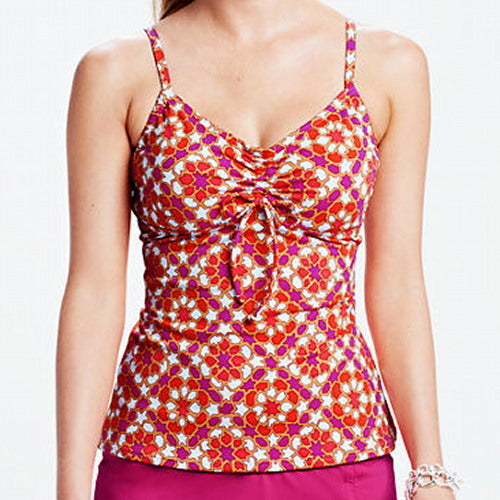 Lands' END Beach Living Pink Mosaic Adjustable UW Tankini TOP