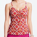 Lands' END Beach Living Pink Mosaic Adjustable UW Tankini TOP