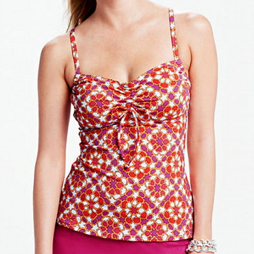 Lands' END Beach Living Pink Mosaic Adjustable UW Tankini TOP