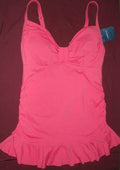 Lands END Ruffled Ruched Sweetheart UW Tankini TOP Petunia Rose