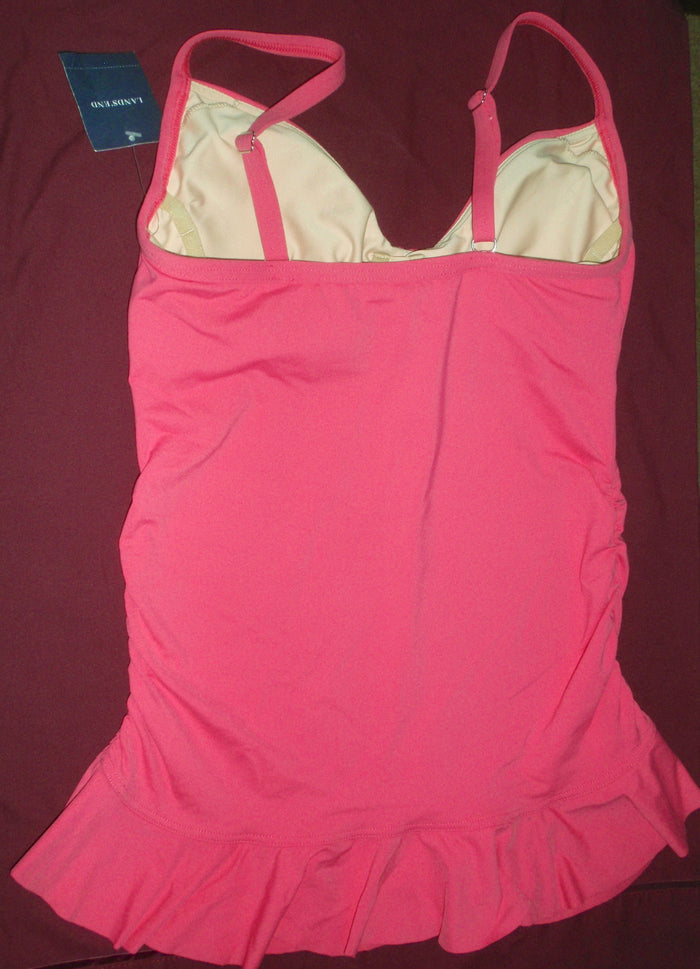 Lands END Ruffled Ruched Sweetheart UW Tankini TOP Petunia Rose