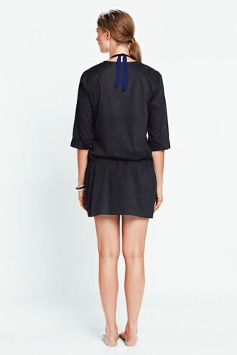 Lands' END sz XS 2-4 Cotton Lawn Embroidered Swimsuit Cover-UP Black