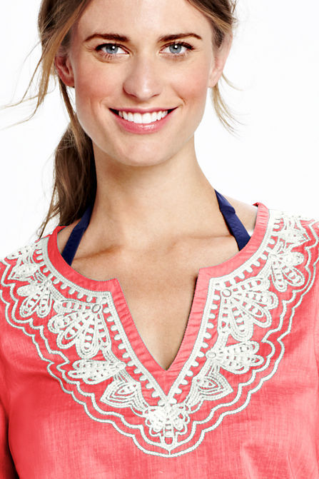 Lands' END sz XS 2-4 Cotton Lawn Embroidered Swimsuit Cover-UP Black