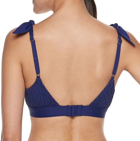 Large Apt. 9 TIE-Shoulder Crochet Lace Bralette Bikini TOP Midnight Blue