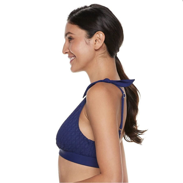 Large Apt. 9 TIE-Shoulder Crochet Lace Bralette Bikini TOP Midnight Blue