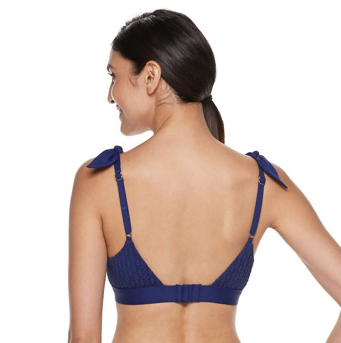 Large Apt. 9 TIE-Shoulder Crochet Lace Bralette Bikini TOP Midnight Blue