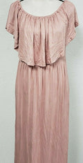 Lilbetter Womens Off The Shoulder Ruffle Party Side Split Beach Maxi,DustyPink