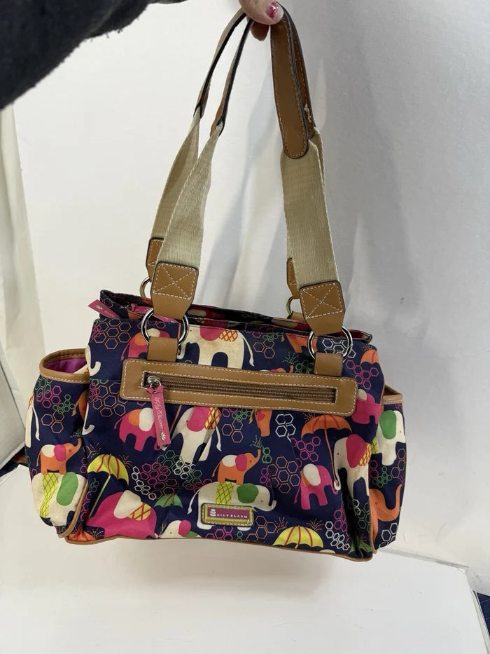 Lily Bloom Elephant Umbrella Print Multicolor Purse – Women's Designer Handbag