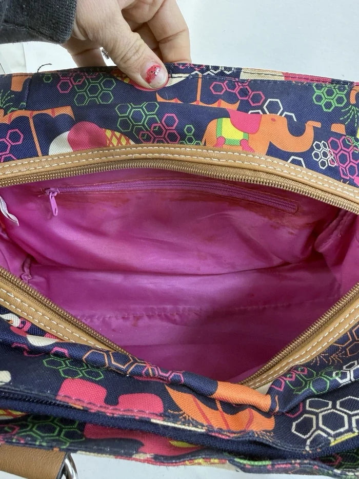 Lily Bloom Elephant Umbrella Print Multicolor Purse – Women's Designer Handbag