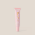 Front view of Lip Love Moisture Balm tube showing pink strawberry shade, gold Kopari logo, and SPF 30 label on a light beige background