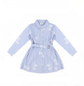 LONG SLEEVES STRIPE FLORAL SHIRT DRESS