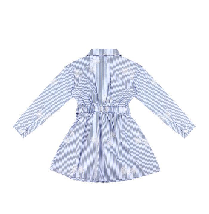 LONG SLEEVES STRIPE FLORAL SHIRT DRESS
