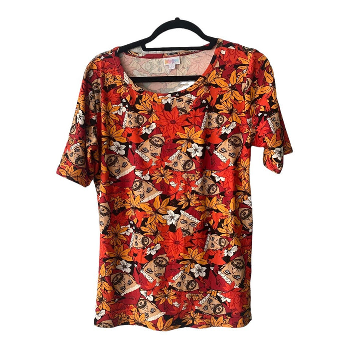 Lularoe Gigi Large Santa Claus Shirt Top Christmas Stretch Holiday Eclectic