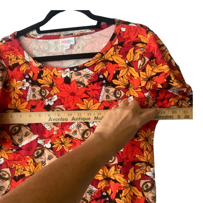 Lularoe Gigi Large Santa Claus Shirt Top Christmas Stretch Holiday Eclectic