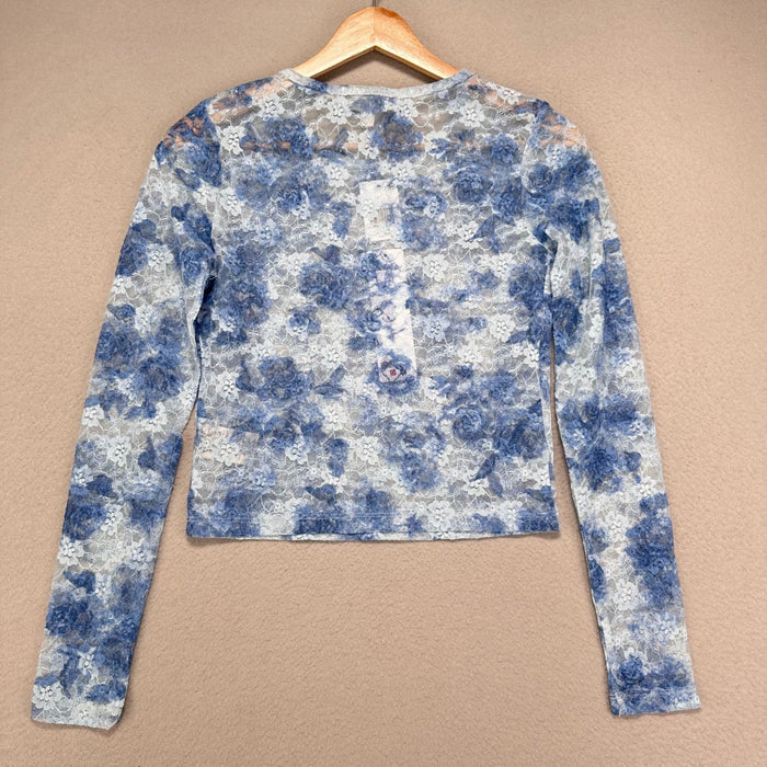 Madden Girl Lace Shirt Womens S Blue Undershirt Rave Festival Party Y2K