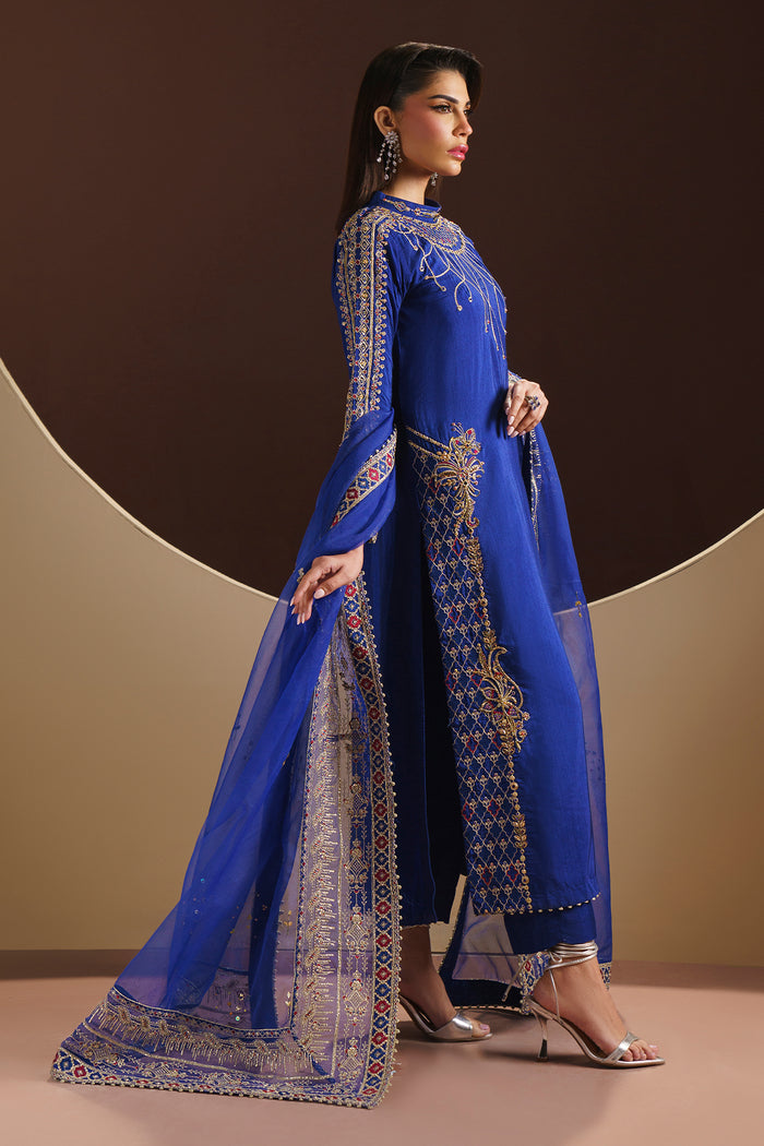 Close-up of NAQSHI Manvi sleeve showcasing sequin and Adda work detailing.