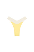 Front view of Marseille Bottom in Meyer/Ivory showing shirred V-front and color-block waistband on white background