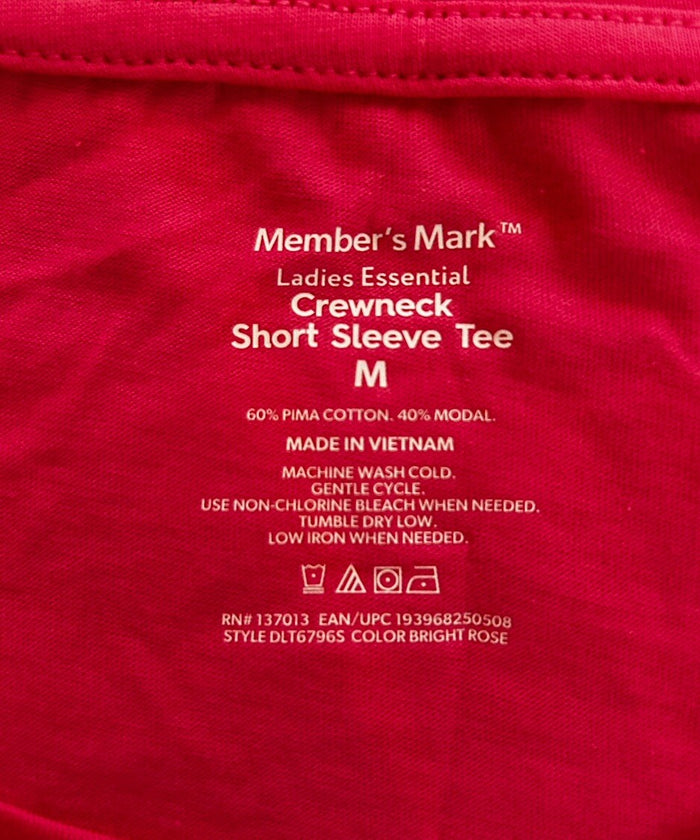 Member's Mark Ladies Essential Short Sleeve Crewneck Tee Medium