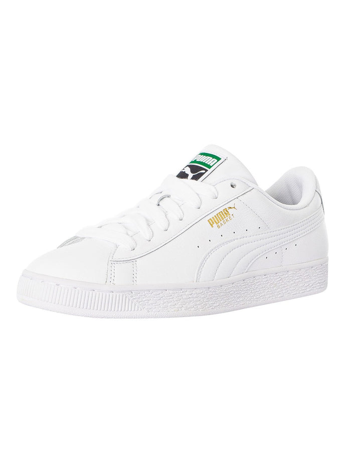 Puma Men's Basket Classic Leather Sneaker, White - Image 1