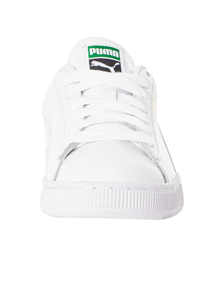 Puma Men's Basket Classic Leather Trainers, White - Image 4