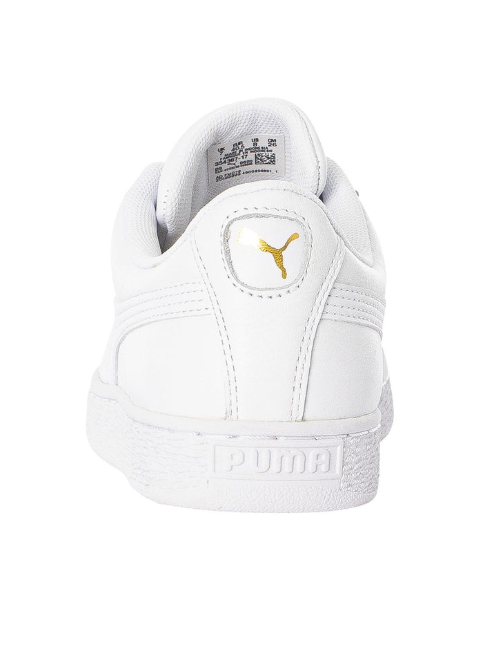 Puma Men's Basket Classic Leather Trainers, White - Image 5