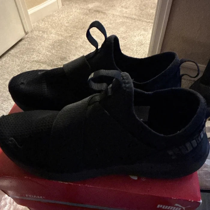 PUMA Men's Black Slip-On Sneakers – Low Top Athletic Casual Shoes