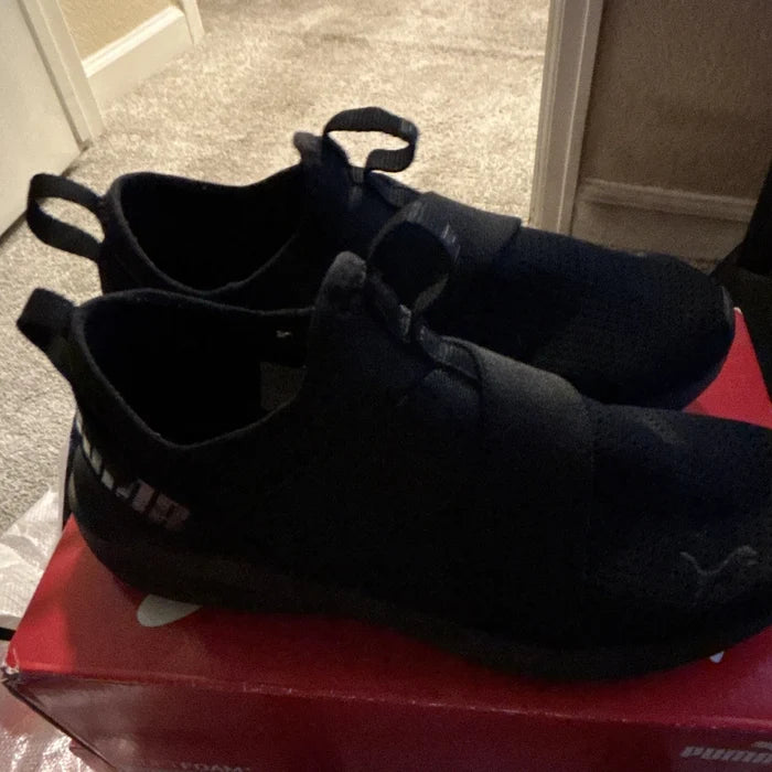 PUMA Men's Black Slip-On Sneakers – Low Top Athletic Casual Shoes