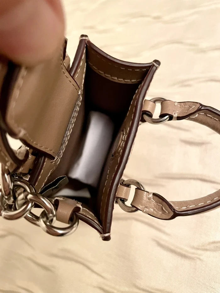 Coach Mini Tote Bag Charm – Signature Canvas Beige Handbag Keychain Accessory, New