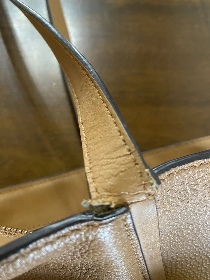Michael Kors MK Brown Leather Tote Handbag – Designer Women's Purse