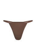 Front view of Monday G String in Mocha showcasing thin sides and minimal coverage on a white background