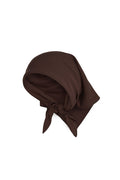 Top view of Monday Head Scarf in espresso showing square shape and front knot on white background