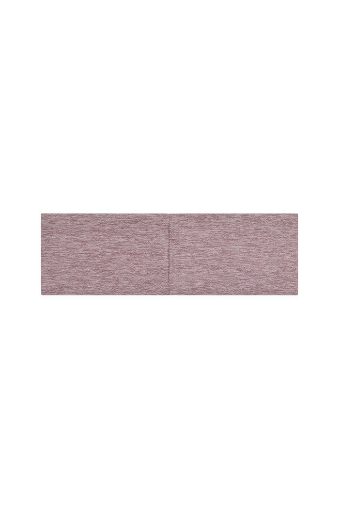 Front view of Monday Headband showcasing heather mauve jersey fabric with center seam on white background