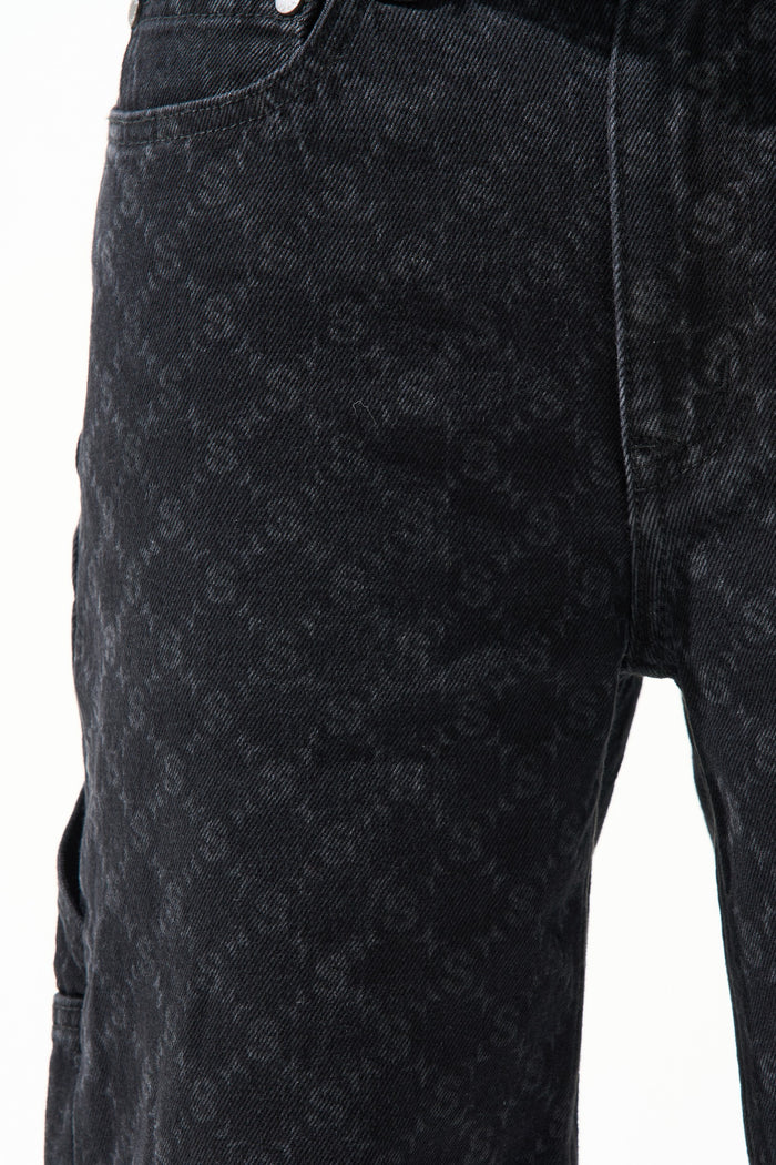 MONOGRAM Black Denim Shorts