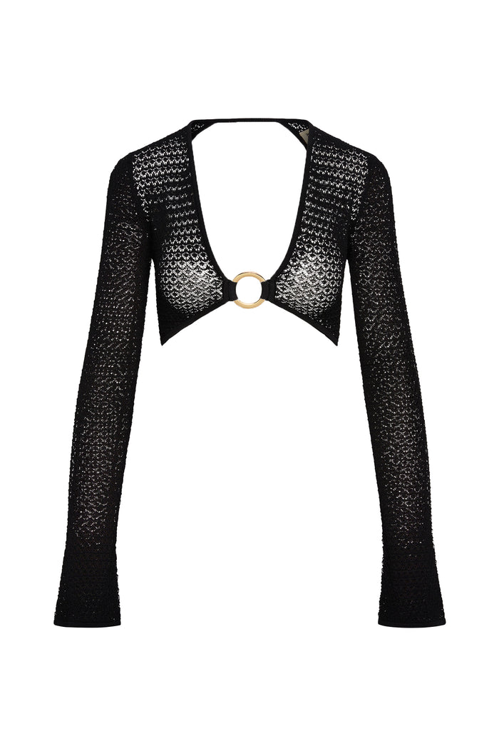 Montego Crop Top - Black Lace Crochet